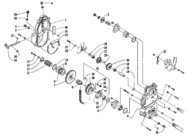Parts Diagram for Arctic Cat 1998 ZR 500 (2ND RUN) SNOWMOBILE DRIVE/REVERSE DROPCASE ASSEMBLY