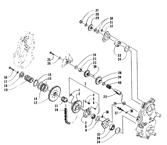 Parts Diagram for Arctic Cat 1996 THUNDERCAT SNOWMOBILE DRIVE/REVERSE DROPCASE ASSEMBLY