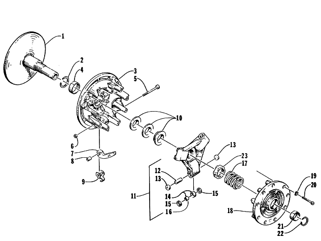 Parts Diagram for Arctic Cat 1996 COUGAR SNOWMOBILE DRIVE CLUTCH