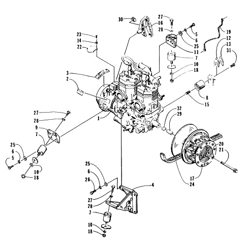 Parts Diagram for Arctic Cat 1996 BEARCAT WIDE TRACK SNOWMOBILE ENGINE AND RELATED PARTS