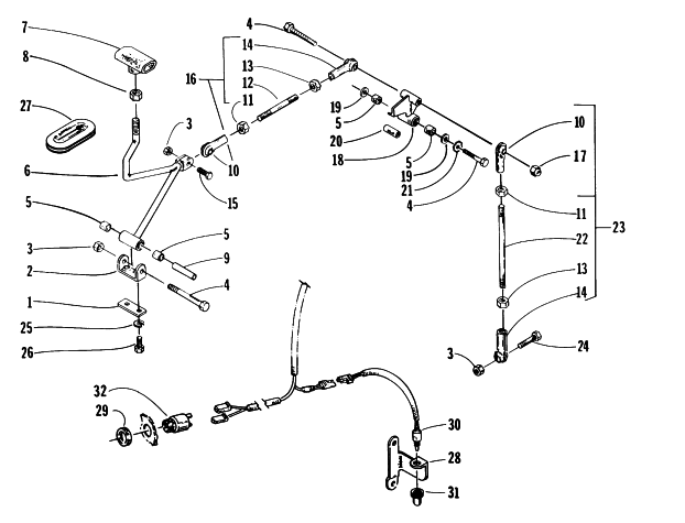 Parts Diagram for Arctic Cat 1996 COUGAR 2-UP SNOWMOBILE REVERSE SHIFT LEVER ASSEMBLY