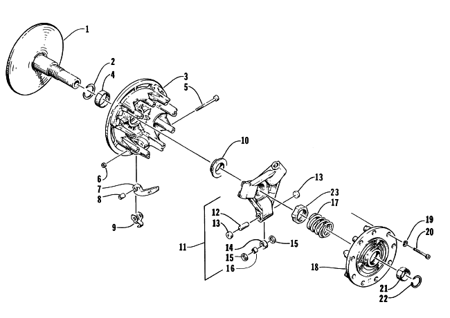 Parts Diagram for Arctic Cat 1997 BEARCAT 440 SNOWMOBILE DRIVE CLUTCH