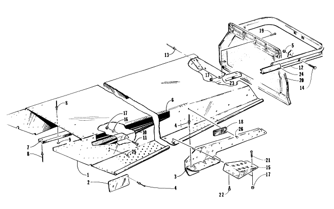 Parts Diagram for Arctic Cat 1996 BEARCAT 440 SNOWMOBILE TUNNEL AND REAR BUMPER