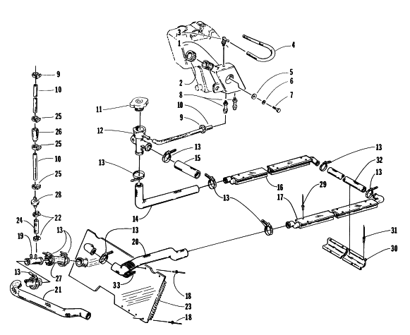 Parts Diagram for Arctic Cat 1996 BEARCAT WIDE TRACK SNOWMOBILE COOLING ASSEMBLY