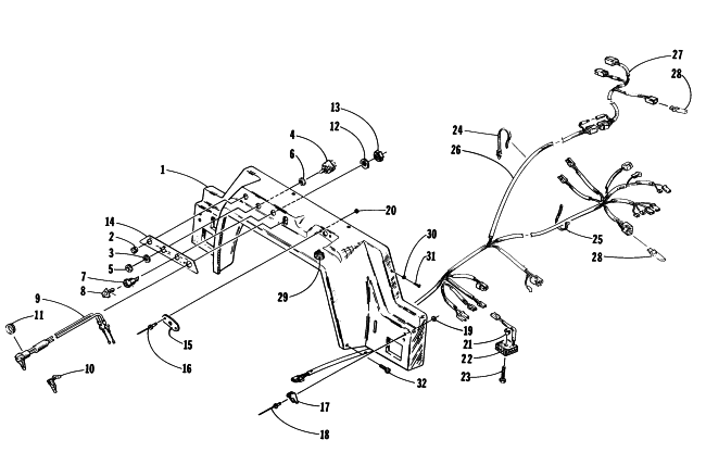 Parts Diagram for Arctic Cat 1997 BEARCAT WIDE TRACK SNOWMOBILE CONSOLE, SWITCHES, AND WIRING ASSEMBLIES