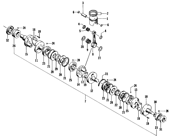 Parts Diagram for Arctic Cat 1999 ZRT 600 SNOWMOBILE PISTON AND CRANKSHAFT