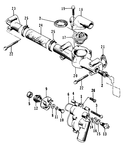 Parts Diagram for Arctic Cat 1997 POWDER EXTREME SNOWMOBILE WATER PUMP/MANIFOLD