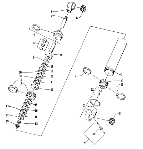 Parts Diagram for Arctic Cat 1996 ZR 580 EFI ETT SNOWMOBILE REAR SUSPENSION - REAR ARM SHOCK ABSORBER
