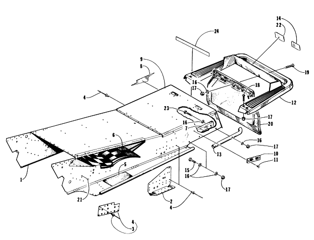 Parts Diagram for Arctic Cat 1996 ZR 440 SNOWMOBILE TUNNEL AND REAR BUMPER