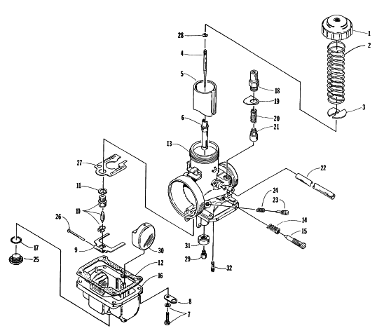 Parts Diagram for Arctic Cat 1996 ZR 440 SNOWMOBILE CARBURETOR VM38