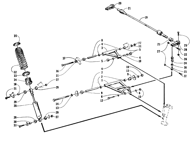 Parts Diagram for Arctic Cat 1996 EXT EFI MOUNTAIN CAT SNOWMOBILE FRONT SUSPENSION AND SHOCK ABSORBER