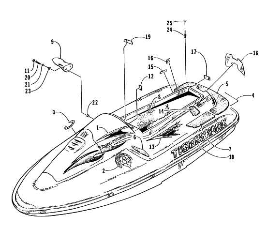 Parts Diagram for Arctic Cat 1996 MONTEGO WATERCRAFT DECAL AND FOOTPAD ASSEMBLY