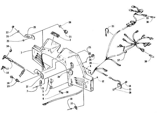 Parts Diagram for Arctic Cat 1996 EXT POWDER SPECIAL SNOWMOBILE CONSOLE, SWITCHES, AND WIRING ASSEMBLIES