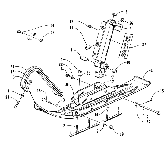 Parts Diagram for Arctic Cat 1996 ZR 580 EFI ETT SNOWMOBILE SKI AND SPINDLE ASSEMBLY