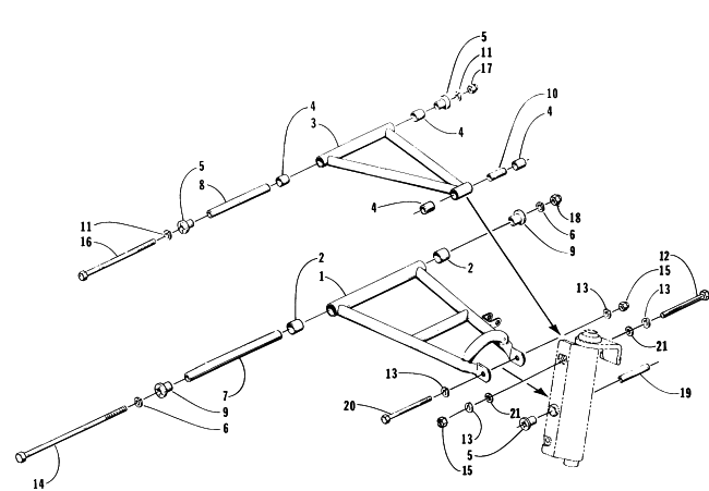 Parts Diagram for Arctic Cat 1997 ZR 580 EFI SNOWMOBILE A-ARM ASSEMBLY