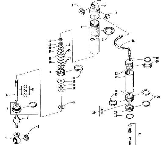 Parts Diagram for Arctic Cat 1996 ZR 580 EFI ETT SNOWMOBILE FRONT SUSPENSION SHOCK ABSORBER