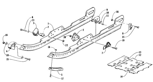 Parts Diagram for Arctic Cat 1996 ZR 580 EFI ETT SNOWMOBILE SLIDE RAIL AND TRACK ASSEMBLY