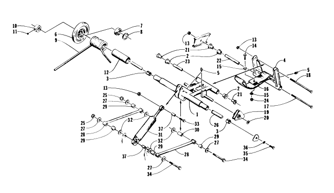 Parts Diagram for Arctic Cat 1996 ZRT 600 SNOWMOBILE REAR SUSPENSION/REAR ARM ASSEMBLY