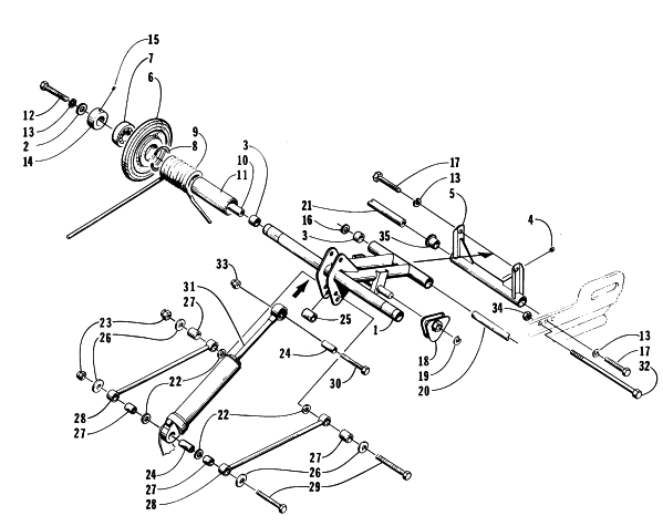 Parts Diagram for Arctic Cat 1996 ZR 440 SNOWMOBILE REAR SUSPENSION - REAR ARM ASSEMBLY