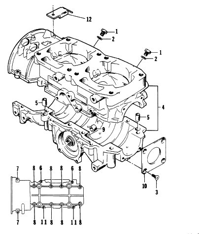 Parts Diagram for Arctic Cat 1996 ZR 580 EFI ETT SNOWMOBILE CRANKCASE ASSEMBLY
