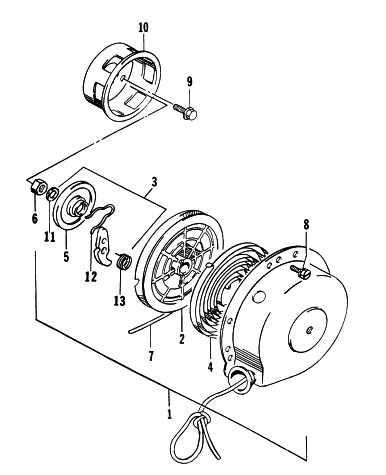 Parts Diagram for Arctic Cat 1996 ZR 580 EFI ETT SNOWMOBILE RECOIL STARTER