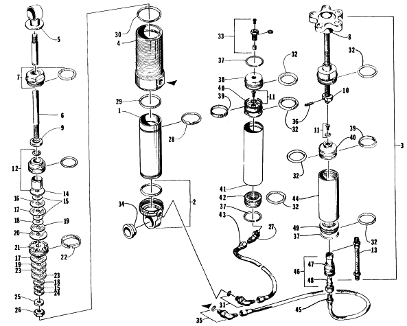 Parts Diagram for Arctic Cat 1996 ZR 580 EFI ETT SNOWMOBILE REAR SUSPENSION - FRONT ARM SHOCK ABSORBER