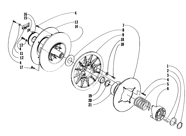 Parts Diagram for Arctic Cat 1996 ZR 580 EFI ETT SNOWMOBILE DRIVEN CLUTCH