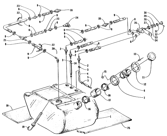 Parts Diagram for Arctic Cat 1996 MONTEGO WATERCRAFT GAS TANK ASSEMBLY