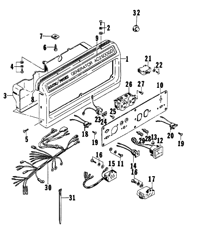 Parts Diagram for Arctic Cat 1999 AC2500GD GENERATORS CONTROL PANEL ASSEMBLY