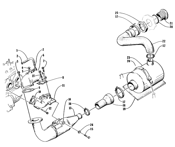 Parts Diagram for Arctic Cat 1996 MONTEGO WATERCRAFT EXHAUST ASSEMBLY