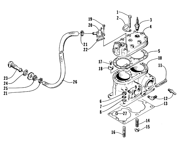 Parts Diagram for Arctic Cat 1996 MONTEGO WATERCRAFT CYLINDER ASSEMBLY