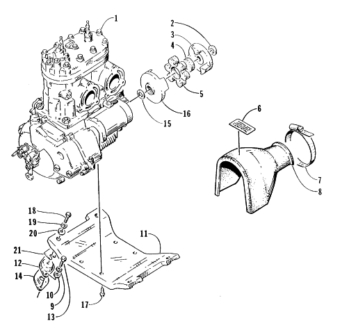Parts Diagram for Arctic Cat 1996 MONTEGO WATERCRAFT ENGINE AND RELATED ASSEMBLY