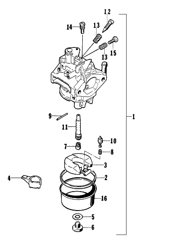 Parts Diagram for Arctic Cat 1997 1800G GENERATORS CARBURETOR ASSEMBLY