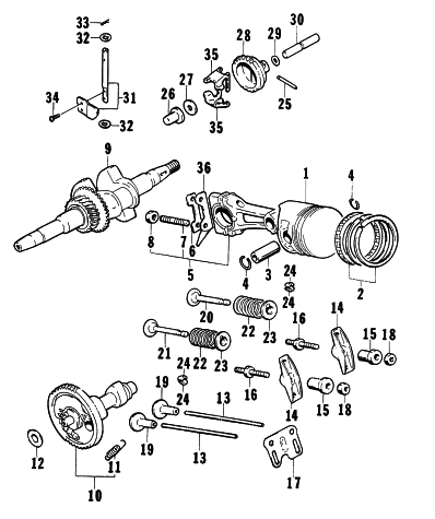 Parts Diagram for Arctic Cat 1997 2500G GENERATORS PISTON AND CRANKSHAFT ASSEMBLY