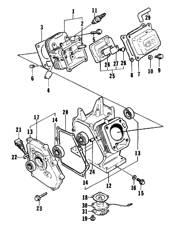 Parts Diagram for Arctic Cat 1997 1800G GENERATORS CYLINDER AND CRANKCASE ASSEMBLY