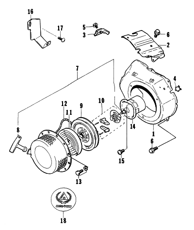 Parts Diagram for Arctic Cat 1997 2200G GENERATORS RECOIL STARTER ASSEMBLY