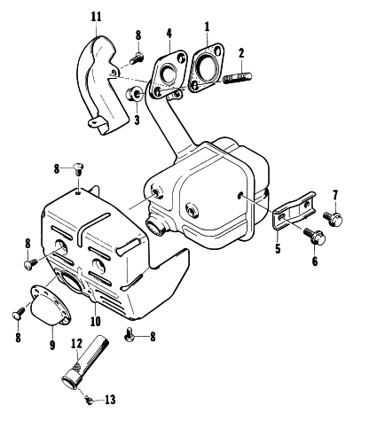 Parts Diagram for Arctic Cat 1997 1800G GENERATORS MUFFLER ASSEMBLY