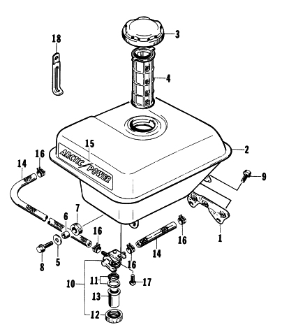 Parts Diagram for Arctic Cat 1997 1800G GENERATORS FUEL TANK ASSEMBLY