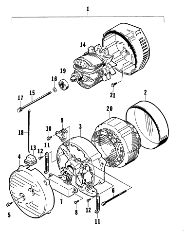 Parts Diagram for Arctic Cat 1997 2200G GENERATORS GENERATOR ASSEMBLY