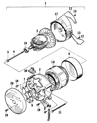 Parts Diagram for Arctic Cat 1997 1800G GENERATORS GENERATOR ASSEMBLY