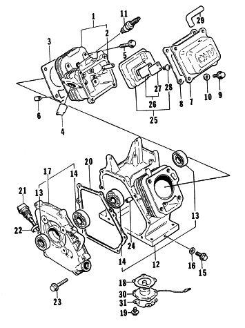 Parts Diagram for Arctic Cat 1997 1400G GENERATORS CYLINDER AND CRANKCASE ASSEMBLY