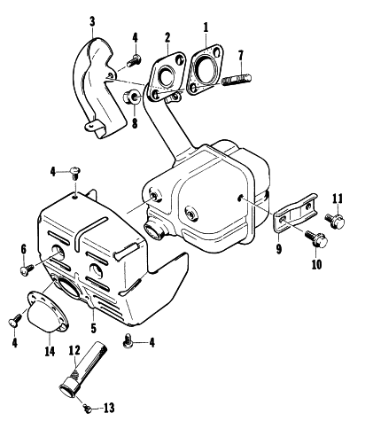 Parts Diagram for Arctic Cat 1997 1400G GENERATORS MUFFLER ASSEMBLY