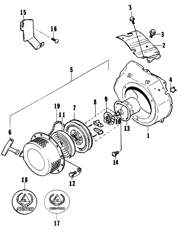 Parts Diagram for Arctic Cat 1997 1400G GENERATORS RECOIL STARTER ASSEMBLY