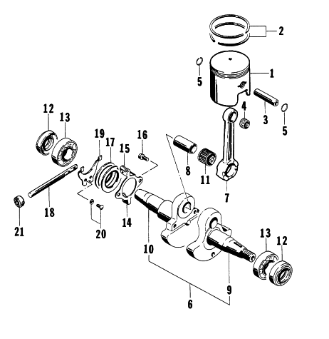 Parts Diagram for Arctic Cat 1997 750G GENERATORS CRANKSHAFT AND PISTON