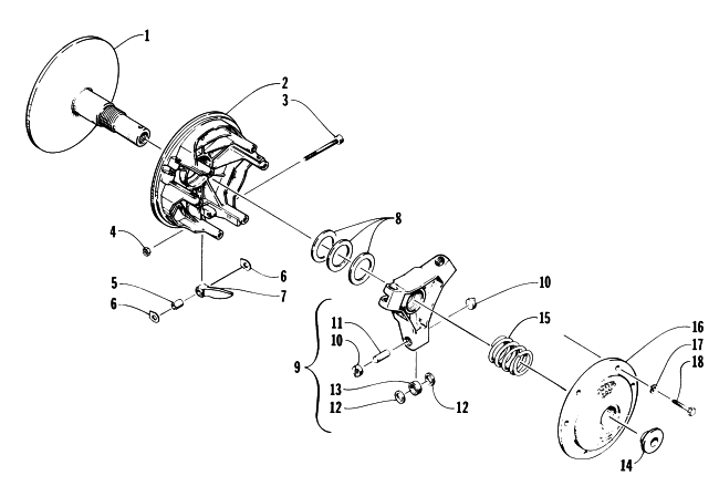 Parts Diagram for Arctic Cat 1996 ZR 440 SNOWMOBILE DRIVE CLUTCH
