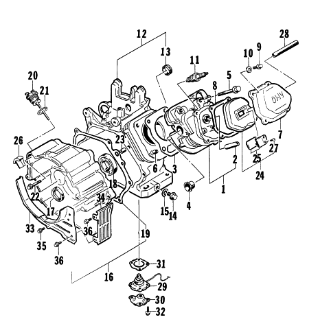 Parts Diagram for Arctic Cat 1997 4000G2 GENERATORS CYLINDER AND CRANKCASE