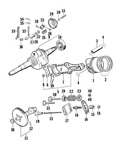 Parts Diagram for Arctic Cat 1997 4000G2 GENERATORS PISTON AND CRANKSHAFT