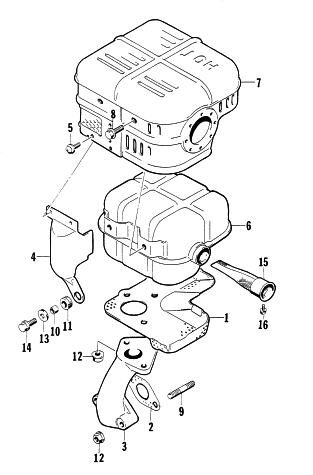 Parts Diagram for Arctic Cat 1997 4000G2 GENERATORS MUFFLER ASSEMBLY