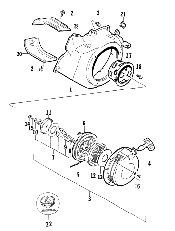 Parts Diagram for Arctic Cat 1997 4000G2 GENERATORS RECOIL STARTER ASSEMBLY