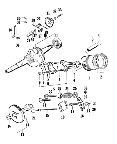 Parts Diagram for Arctic Cat 1997 4000GD GENERATORS PISTON AND CRANKSHAFT